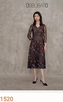 Olligias special cabinet in the sale of new rework plant floral grey embroidered web yarn long style dress 1C61505090