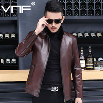 Haining leather clothing new leather down jacket men goatskin down leather clothing short slim mens fur coat tide