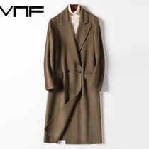 Personality design handsome knee wool nanny trench coat mens double-sided tweed coat woolen autumn winter coat tide no cashmere