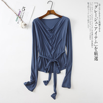 Modern dance loose costume teacher training long sleeve T-shirt female autumn modal lace dance practice uniform jacket