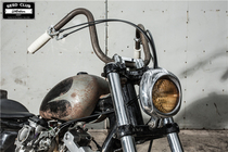 Old Harley stick King SR400 retro motorcycle modified metal aluminum alloy polished yellow glass headlights