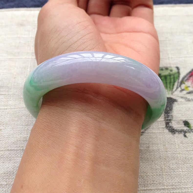 贵妃镯天然正品椭圆形冰种飘花缅甸翡翠手镯玉镯子女款不支持退换