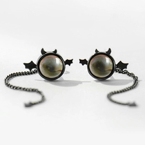 Flower bud demon stud earrings womens sterling silver personality 2021 new trend wild simple small cold wind long earrings