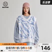 BEASTER Street Wear Jr. Devils Face National Tide knit Machia Street head fashion vest men