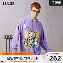BEASTER Little Devils Face Little Bear Graffiti Weaters Street Tide Individuality Windproof and Warm Pumping with Hood Sweatshirt