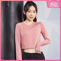 Yoga suit long-sleeved sports T-shirt womens 2020 spring and autumn fitness top running training quick-drying umbilical tightness