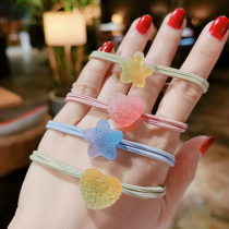 2021 net red ins rainbow fudge love childrens head rope Japanese girl Hairband hair rope tie hair rubber band