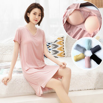Pregnant Woman Pyjamas Summer Thin short sleeves Modale cotton loose large code with chest cushion for long months outside wearing pyjamas