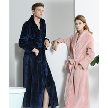 Coral velvet couple nightgown autumn and winter pajamas women thickened velvet long section a pair of morning robes spring flannel bathrobe men
