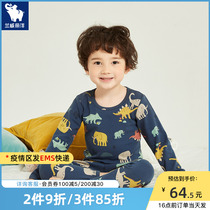 Childrens autumn clothes suit All cotton 2021 Autumn clothes new boy lingerie warm clothes pure cotton baby pyjamas two sets