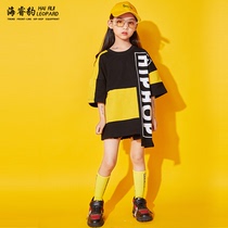 Children hip hop hiphop street dance for girls jazz dance suit Summer girls loose short sleeve shorts