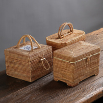 Vietnam rattan tea set storage box creative storage box tea ceremony Hand bag handmade bamboo weaving travel portable finishing box