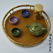 Plum deer bamboo woven bottom tea tray tea tray tea set storage tray dry bubble table bamboo cup holder display table tea ceremony zero match