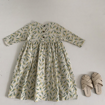 Korean childrens clothing 21 Spring and Autumn new girls Korean version of retro Mori skirt girl cotton floral dress