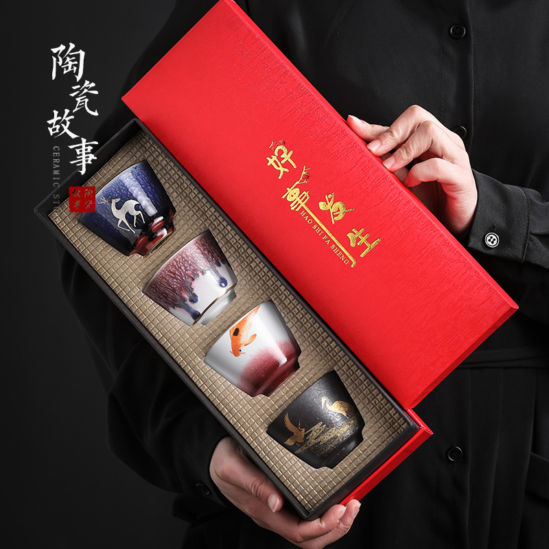 Story of pottery and porcelain teacup tea sample tea cup, kung fu tea bowl hand - made single cup gift boxes manual master CPU