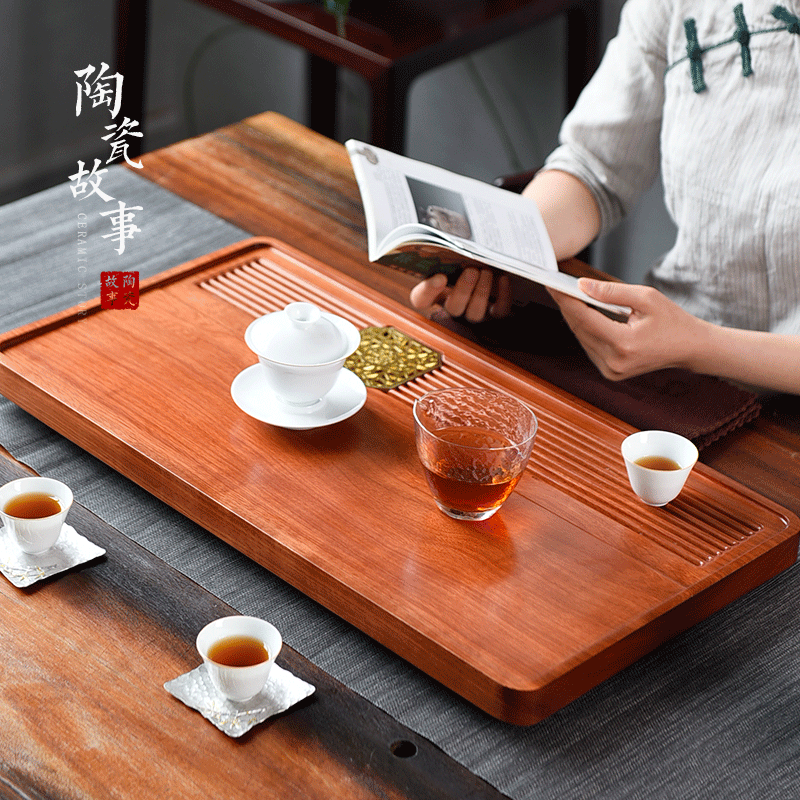 Ceramic story hua limu tea tray was solid wood household contracted tea dry small tea saucer dish kung fu tea set