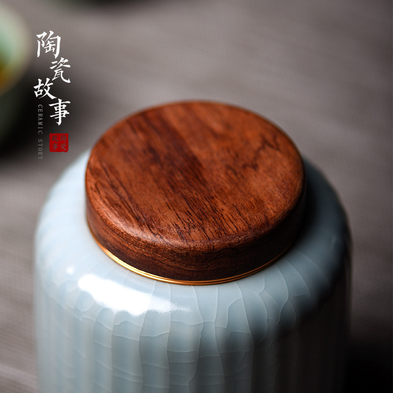 Members of the caddy fixings wooden cover large ceramic sealed as cans white tea tea tea storage tanks and POTS