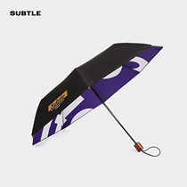 (Limited EDITION)SUBTLE PURPLE RAIN PURPLE RAIN vinyl DOUBLE-layer three-fold umbrella Bronzed BEECH handle