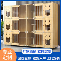 Solid wood cat cage cat villa luxury pet store display cabinet cat house waterproof double three-layer fence white breeding cage
