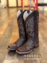 American imported handmade womens western cowboy boots thick heel western equestrian boots wooden bottom Ju Lok club harness shop