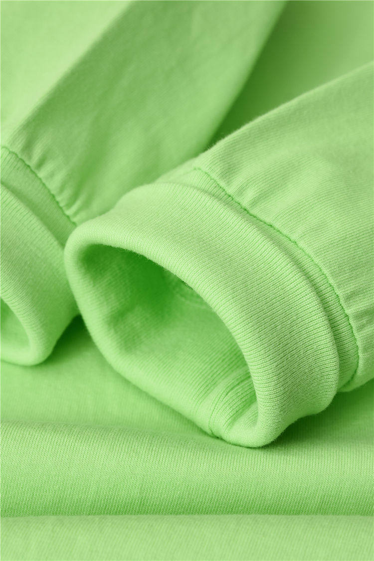 艳如飞230g荧光绿牛油果绿圆领t恤女浅绿色棉内搭长袖打底上衣男春秋