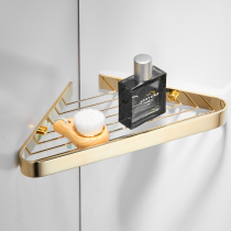 Golden copper solid corner rack bathroom rack single-layer shower room bathroom wall hanging net basket high-grade triangle basket