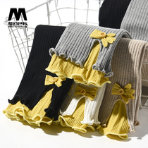 Girls leggings spring and Autumn thin models wear childrens slim black trousers Baby foreign style Korean version stretch pants tide