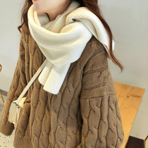 Crab lane warm solid color knitted scarf 2021 spring new simple rectangular wool bib female