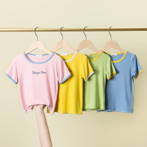 Summer thin section 50 Lean essence Modale male and female short sleeve casual half sleeve T-shirt Hit Color Baby Round Neck
