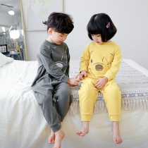 Boys and children autumn and winter home clothes jumpsuits childrens baby cotton de Velvet warm pajamas belly jumpsuit