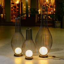New simple Chinese wrought iron power-on floor light LED light-emitting Ball Ground light home courtyard floor power-on floor light