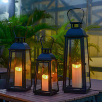 Nordic wrought wrought Candlestick courtyard outdoor glass wind lamp ornaments home courtyard hotel model room soft decoration