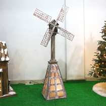 Domain Palau Christmas Scene Decoration Hem Solid Wood Electric Luminous Big Windmill Wooden House Snow House Shop Window Arrangement
