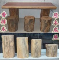 Camphor wood solid wood root carving stool stump stool tree root solid wood stool wooden pier log Pier wood carving decoration base