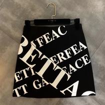 Grapefruit MM2019 autumn new black and white color English letter pattern bag hip trend skirt female