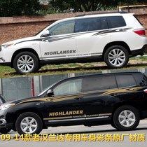 New and old Highlander body color strips pull flower car stickers decorative car stickers modified waistline vehicle color stickers
