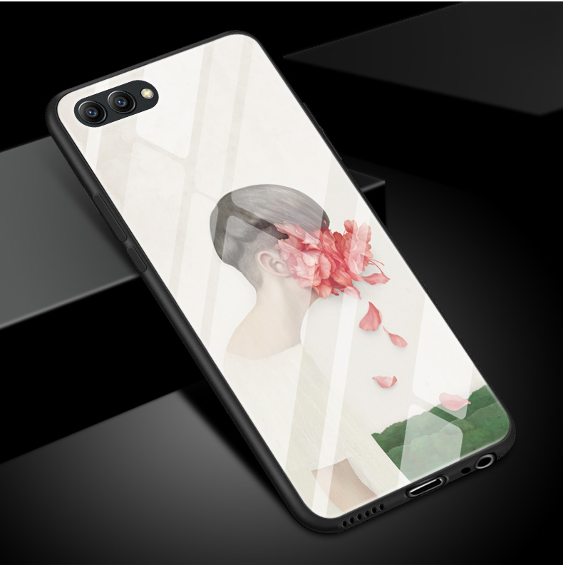 华为荣耀v10 p10 plus玻璃壳手机壳硅胶简约手