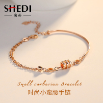 Small waist sterling silver bracelet female tide simple personality Rose gold niche design 520 Valentines Day gift to girlfriend