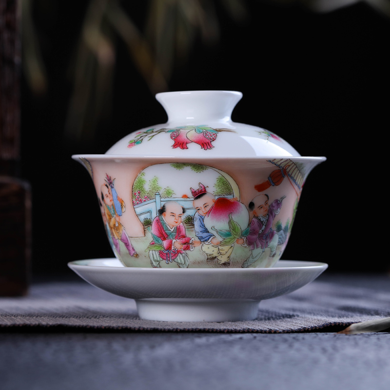 Offered home - cooked ceramic kung fu tea bowls in jingdezhen porcelain tea tureen only three cups of hand - made home three mercifully tea cups