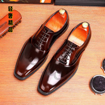 Bright casual leather shoes mens leather patent leather British carved business formal shoes mens fashion handmade wedding shoes