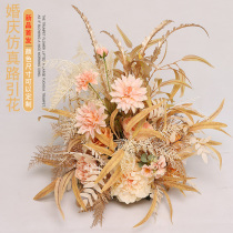 Wedding decoration road leads to the row of the Forest Flower row Roman column flower ball props row flower knot wedding scene arrangement floral art