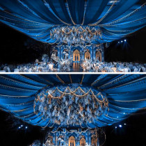 Wedding ceiling elastic cloth Korean wedding cloth mantle milk silk pumpkin top stage floating top gauze veil decorative yarn props