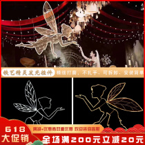 Wedding Props Iron Art Luminous Angel Elf Swing Piece Wedding Hall Stage Background Ceiling Decoration Pendant Arrangement