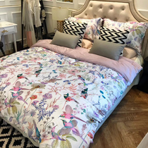 Spring flower and bird bedding 60 long-staple cotton tribute satin digital printing cotton four-piece set 1 8m cotton pastoral