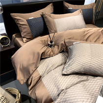 Nordic light luxury 60 double-sided blue fine Tencel four-piece summer lyocell silky ice silk bedding 1 8m