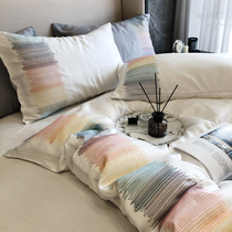 Imported LF80 double-sided Tencel four-piece spring and summer embroidery quilt cover light luxury wind silky nude sleeping bedding