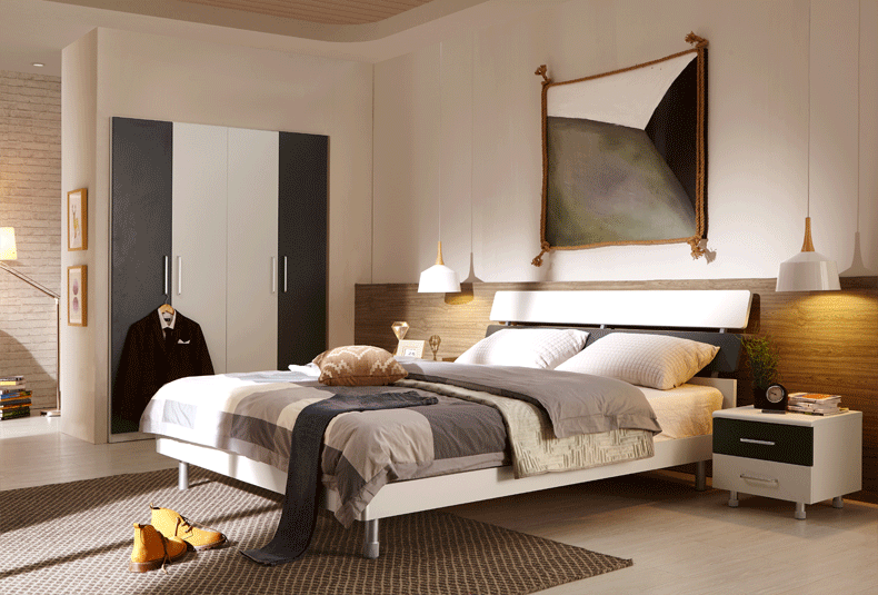 林氏家具简约现代板式床1.2m双人床木板床小户型卧室硬板床yhtjc*