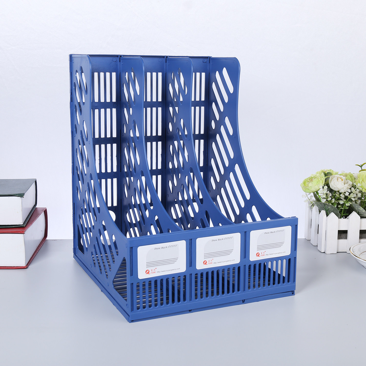 富强a618三格文件架a4书架三联文件框3档资料架办公桌面收纳书档