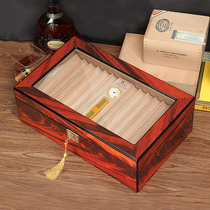 Cigar box professional moisturizing Cuban double-layer cigar case imported cedar wood skylight cigar moisturizer portable
