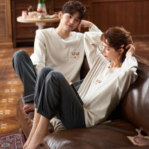 Couple pajamas female spring and autumn long sleeve cotton 2020 New Home clothing set mens ins tide Net red autumn and winter